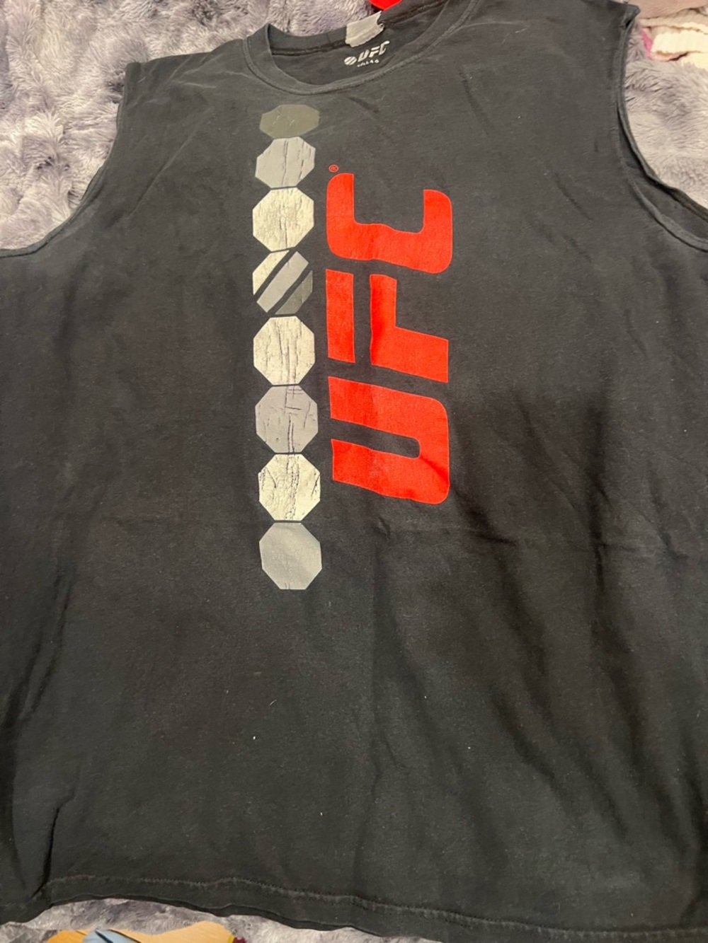 UFC Black Tank Top with Red and Gray Vertical Logo